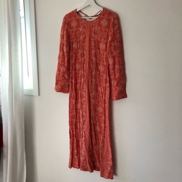 NWT Zara Long Embroidered Dress - Picture 2 of 9